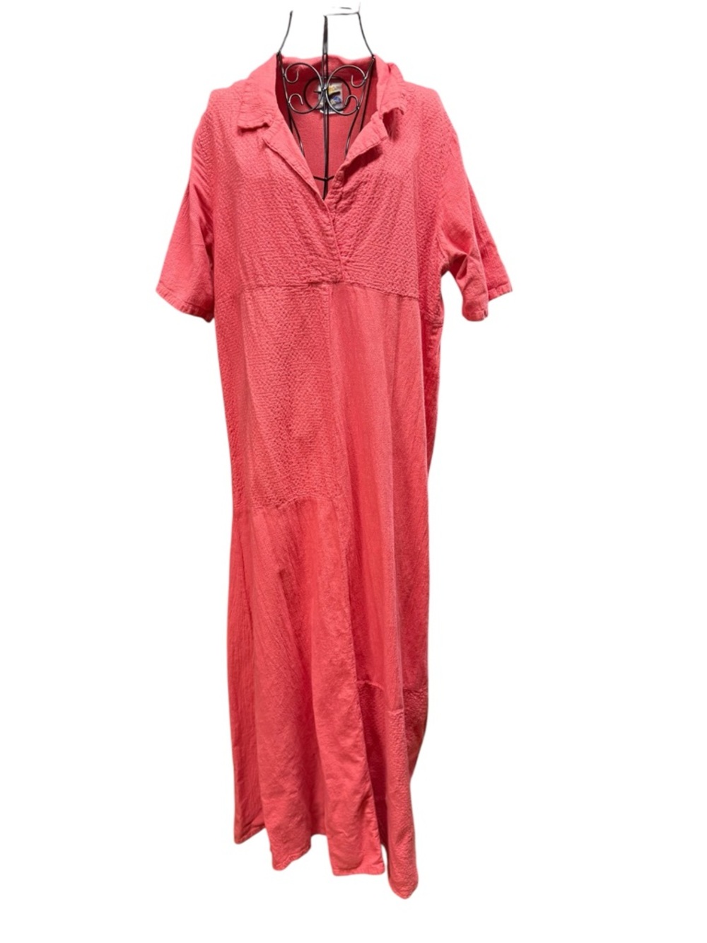 Dunes Coral Textured Cotton Maxi Dress XL